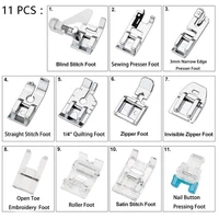 11PCS Presser Foot Kit Set Fabric presser for Sewing Fit For Singer Brother Janome Domestic Sewing Machine Parts Accessories - Image 2