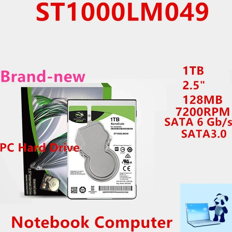 HDD For Seagate BarraCuda 1TB 2.5" SATA 6 Gb/s 7.2K For Laptop Hard Disk ST1000LM049