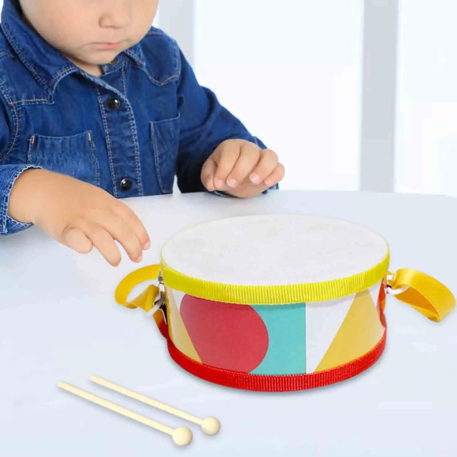 Musical Percussion Instruments Double Sided Hand Drum with Drumstick Activities Percussion Blocks for Practicing Hand Eye Ability Durable Montessori Toy