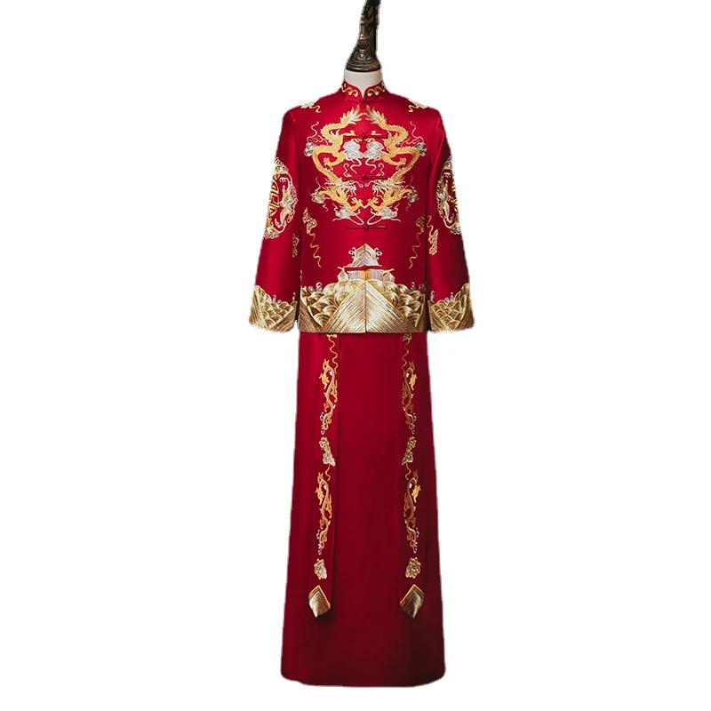 Xiuhe Clothing Men's Spring New Chinese Wedding Groom Toast Dress Hanfu Ancient Costume Wedding Clothes Dragon and Phoenix Gown