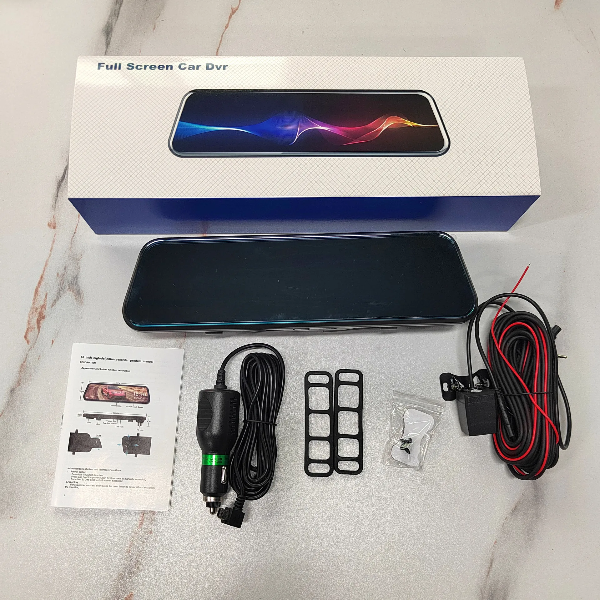 KMIND Car Dashcam 10-inch Full-Screen Streaming Car Recorder 2K HD Rearview Mirror Dual Lens with Reversing Image WIFI,car dash cam