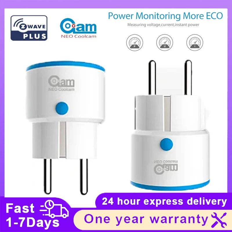 NEO Coolcam Z-WAVE PLUS EU Smart Power Plug Socket Home Automation Alarm ระบบสมาร์ทบ้าน Z Wave 868.4MHz ความถี่วิดีโอปลั๊ก 1