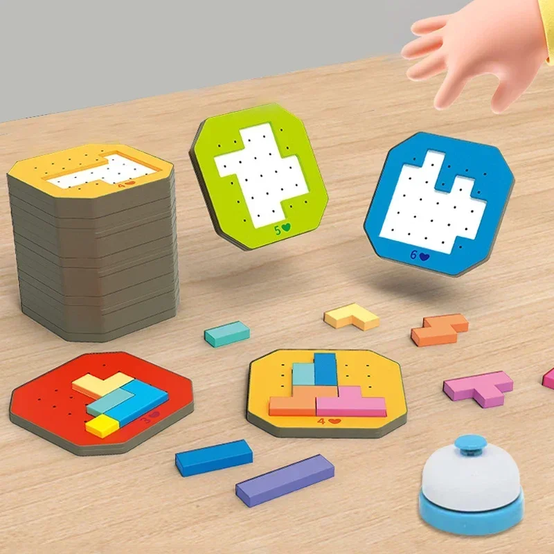 3D Two-person interactive Desktop Puzzle Game Tangram Math Toys Building Blocks Board Color Shape Game For Kids Gifts 3