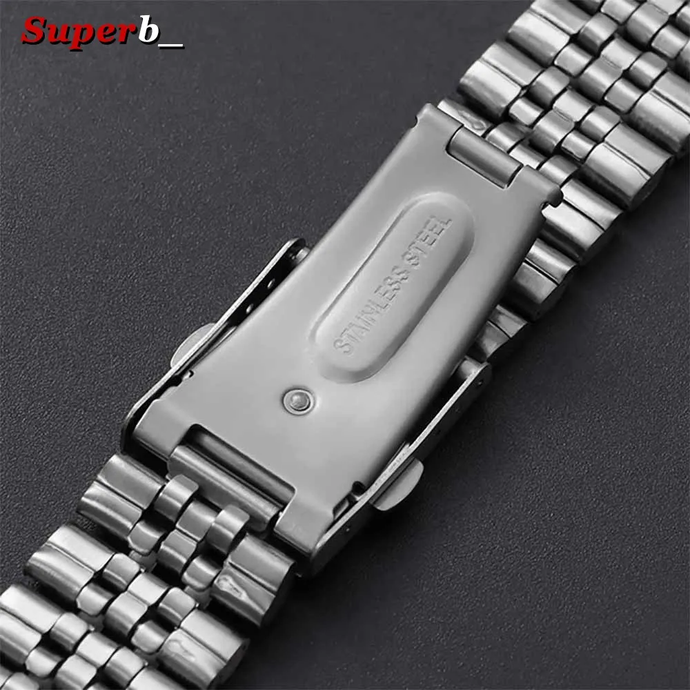 Stainless Steel Universal Men's Watch Strap with Folding Buckle and Tool Kit