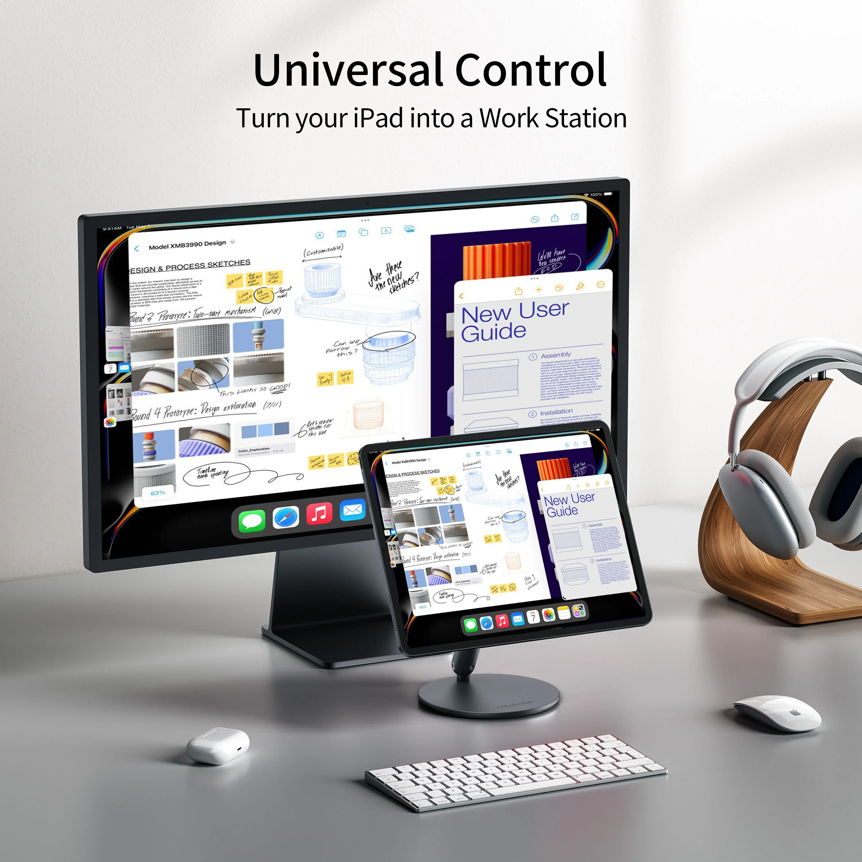 Lululook iPad Pro 12.9用磁気スタンド シルバー Lululook Foldable Magnetic iPad Stand, Magnetic iPad Pro