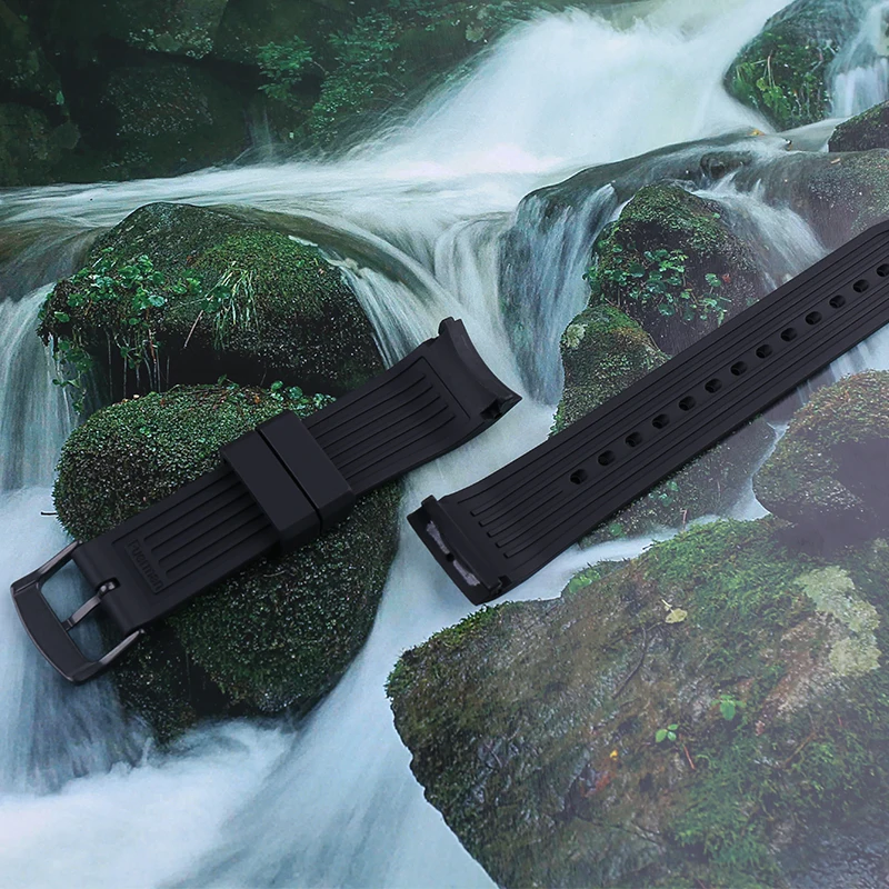 Men's 22mm Black Soft Silicone Sport Waterproof Watch Band Strap