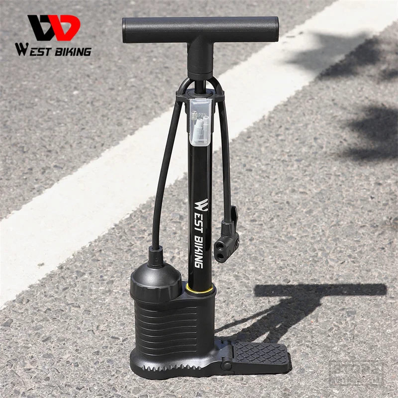 

WEST BIKING 160PSI напольный насос высокого давления, двухцилиндровый насос для шин, ручной насос из алюминиевого сплава для электровелосипеда, горного и дорожного велосипеда