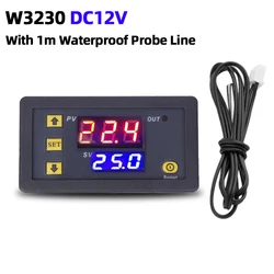 Compact Digital Thermostat Regulator with Sensor for Heating and Cooling Control (DC12V)