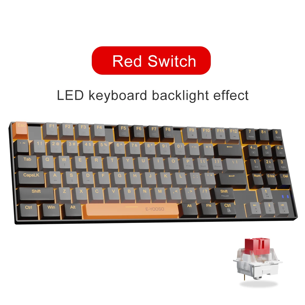 E-YOOSO Z13 usbメカニカルゲーミングキーボード青赤スイッチ89キー