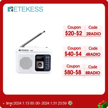 Retekess-TR606 카세트 재생 라디오 FM/AM 휴대용 라디오 음성 녹음기 지원, 내장/외부 마이크 녹음