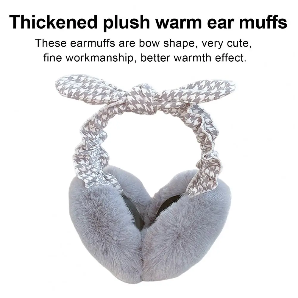 

Fluffy Earmuffs Adorable Bow-knot Design Plush Earmuffs for Women Ultra-thick Windproof Ear Warmer Headwear for Autumn Winter