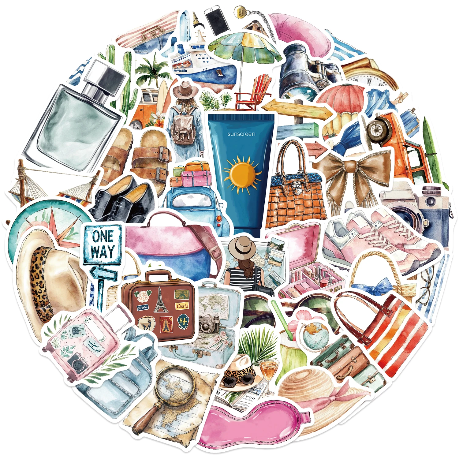 50 Stück Reise-Urlaub-Urlaubsaufkleber, DIY-Kindergeschenk, wasserfester Aufkleber für Laptops, Telefone, Sammelalben, Gepäck, Flaschen, dekorativ – Detail 4