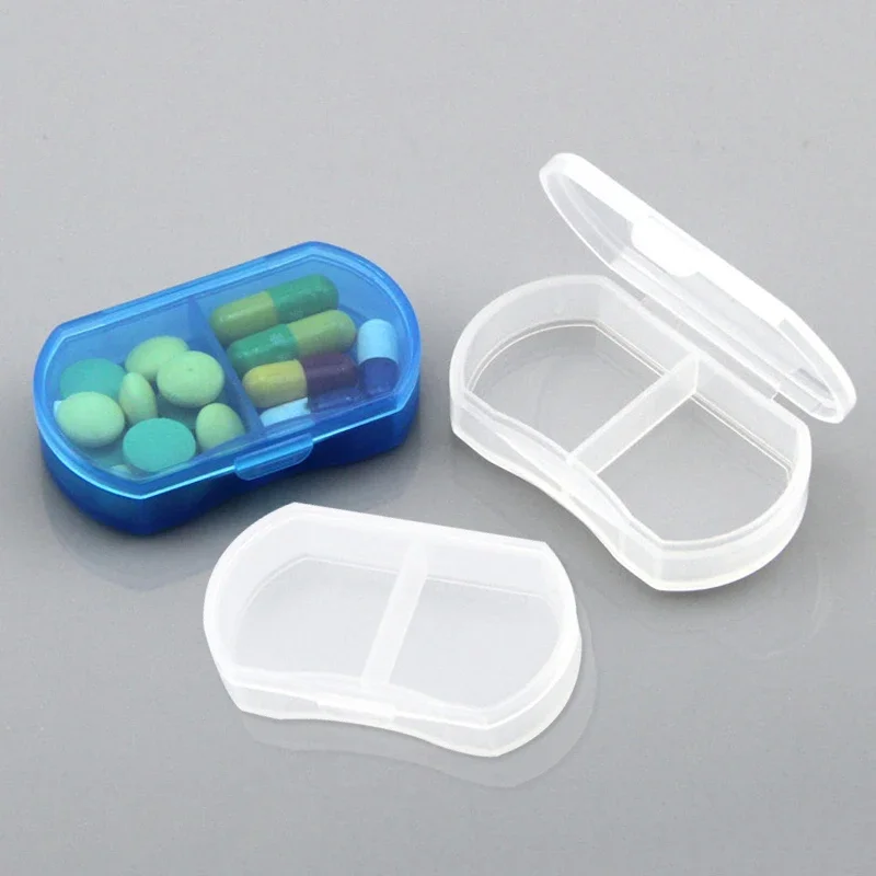 Mini Pill Case Portable Tablet Pill Organizer Case Dispenser Holder Storage Organizer Container Case 2-grids Mini Dispenser