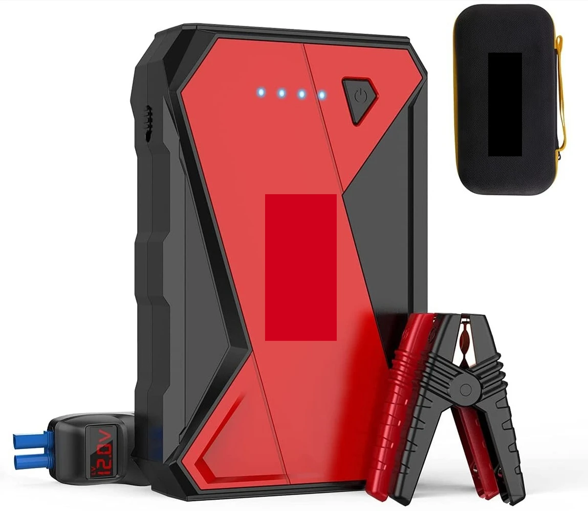 

12V Lithium-Ion Auto Battery Booster, Power Pack With LCD Screen Clamp Cables,USB Quick Charge, LED Flashlight