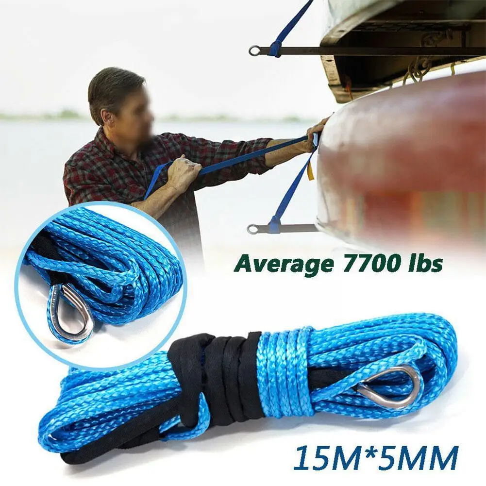 

7700lbs Electric Winch Rope Nylon Rope High Strength Car Rope Rope Tow Strap Accessories Car Tow 6mmx15m Fiber 10000/12000l N4J9