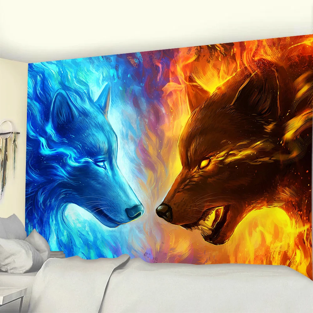 Tiger Tapestry Wall Hanging Hippie Psychedelic Tapiz Ferocious Animal Art Dormitory Wall Cloth Home Decor Background Blanket