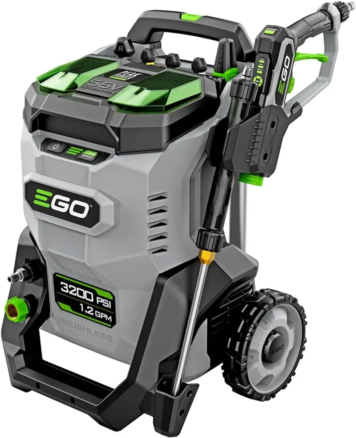 

EGO HPW3200 3200 PSI 56-вольтовый литий-ионный беспроводной мойщик высокого давления с многорежимным питанием и максимальной мощностью,