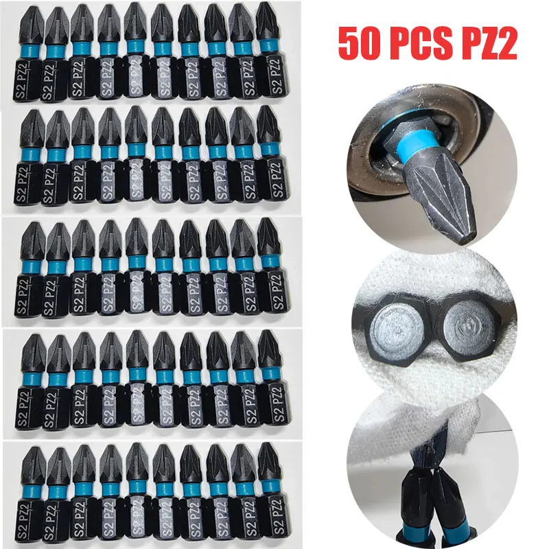 Лидер продаж, Набор бит для отвертки из легированной стали PZ2 S2, 50 шт., 25 мм, для дрели, ударной отвертки, шестигранный магнит, профессиональные рабочие инструменты, Новинка Лидер продаж, Набор бит для отвертки из легированной стали PZ2 S2, 50 шт., 25 мм, для дрели, ударной отвертки, шестигранный магнит, профессиональные рабочие инструменты, Новинка