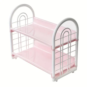 1pc Double Layer Multi-Functional Plastic Desktop Organizer Shelf for Cosmetics, Bedroom, and Dormitory Accessories