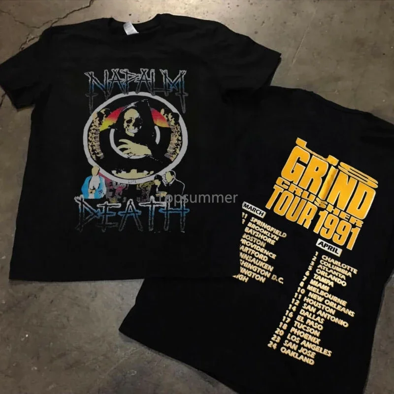 

Vintage Napalm Death 1991 Us Grind Crusher Tour Metal T Shirt Reprint