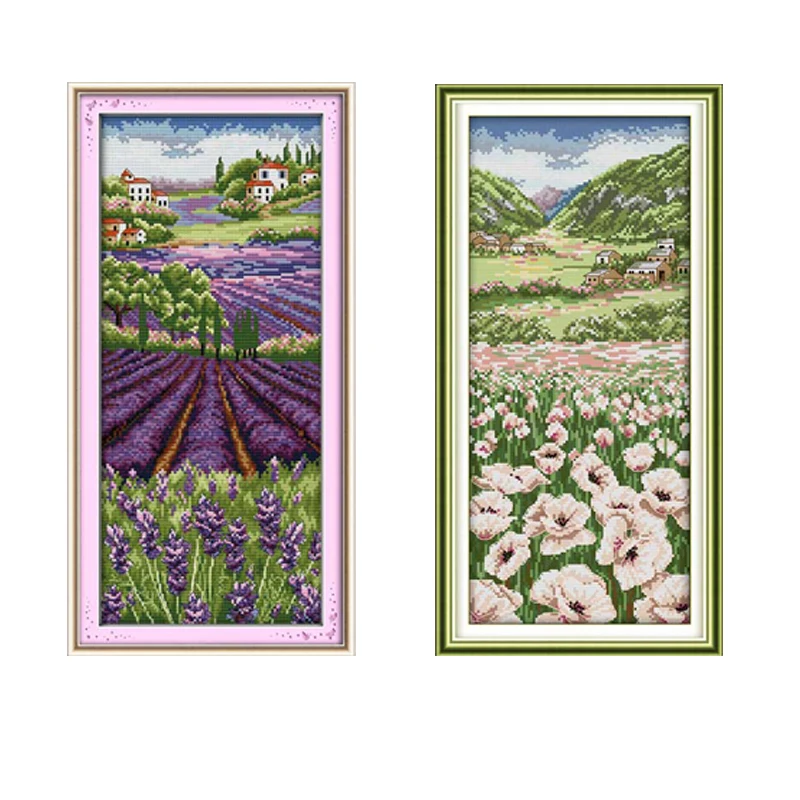 Lavender Champaign Painting Cross stitch kits Embroidery Cross Set Chinese Counted Stitch Pattern 11CT Printed On Canvas