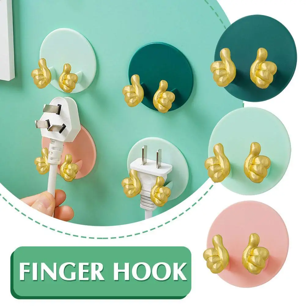 

Funny Sticky Hooks Strong Adhesive Sticking Wall Golden Finger Household Storage Hook Kitchen Bathroom Living Room Sticky Hook