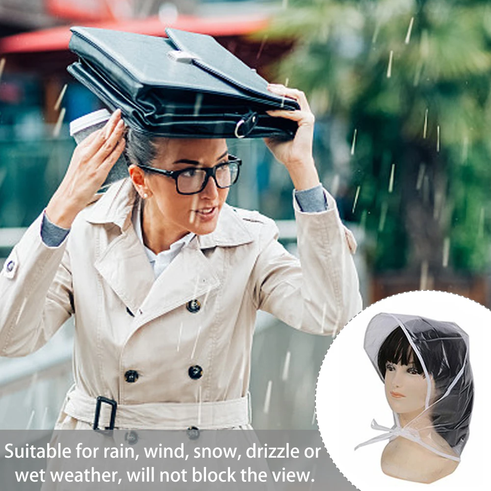 Rain Bonnet Visor Clear Waterproof Rain Scarf Protect Hairstyle Plastic Hats Women Lady Wear 7pcs waterproof rain bonnet