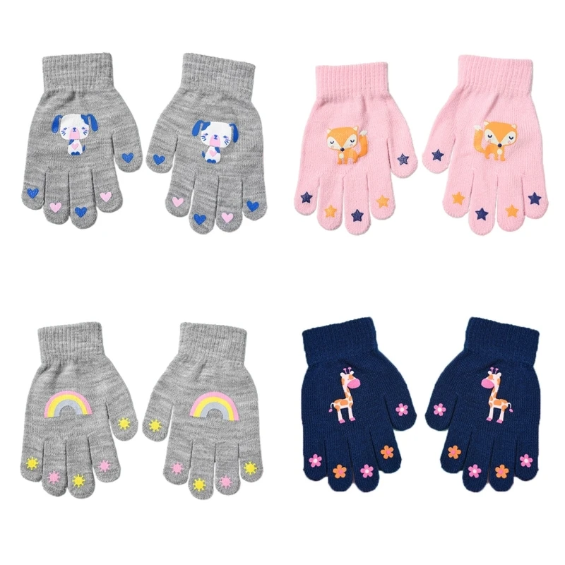 

Knitted Gloves Thick Mittens for Kids Boy Girl Crochet Mitten Christmas Gifts