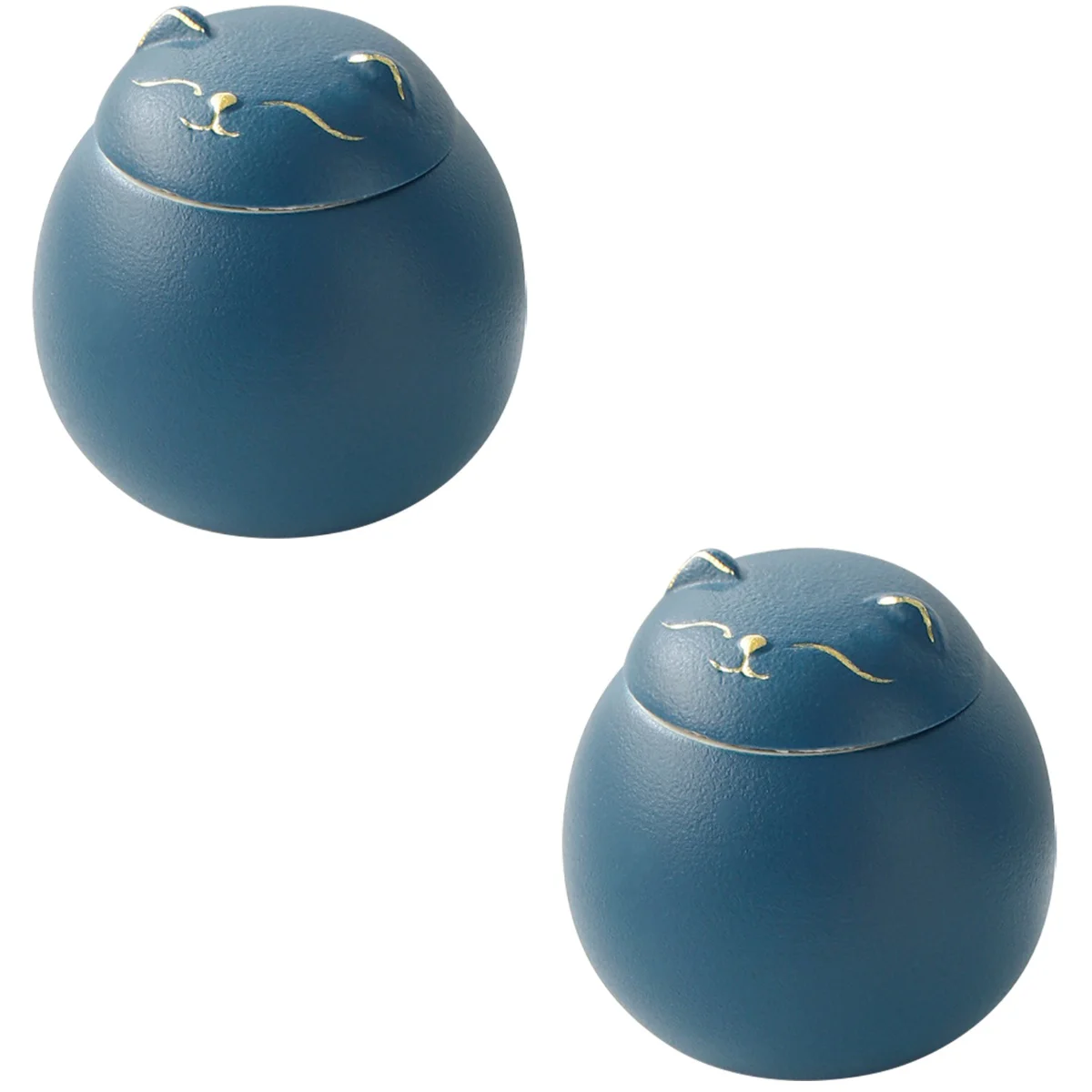 

2pcs Ceramic Tea Canister Fortune Cat Pattern Food Storage Holder Airtight Tea Storage Jar