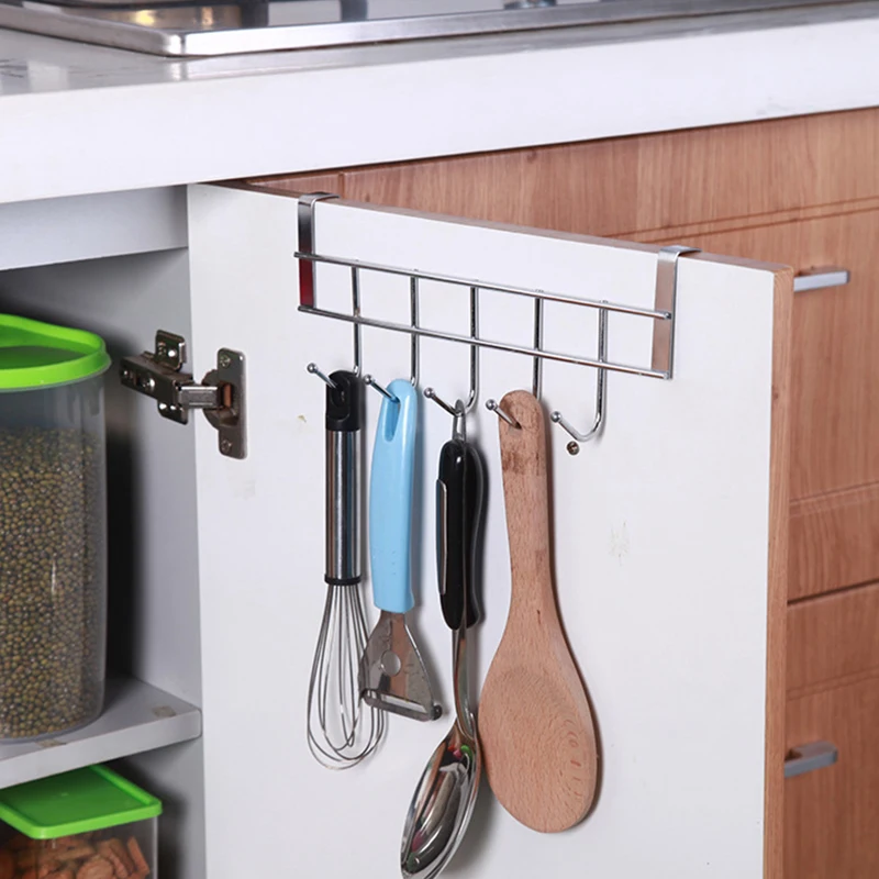 Storage Hook Door Hook 5 Hooks Clothing Coat Towel Hanger Rack Holder Shelf Over Door Home Bathroom Kitchen Hat Organizer