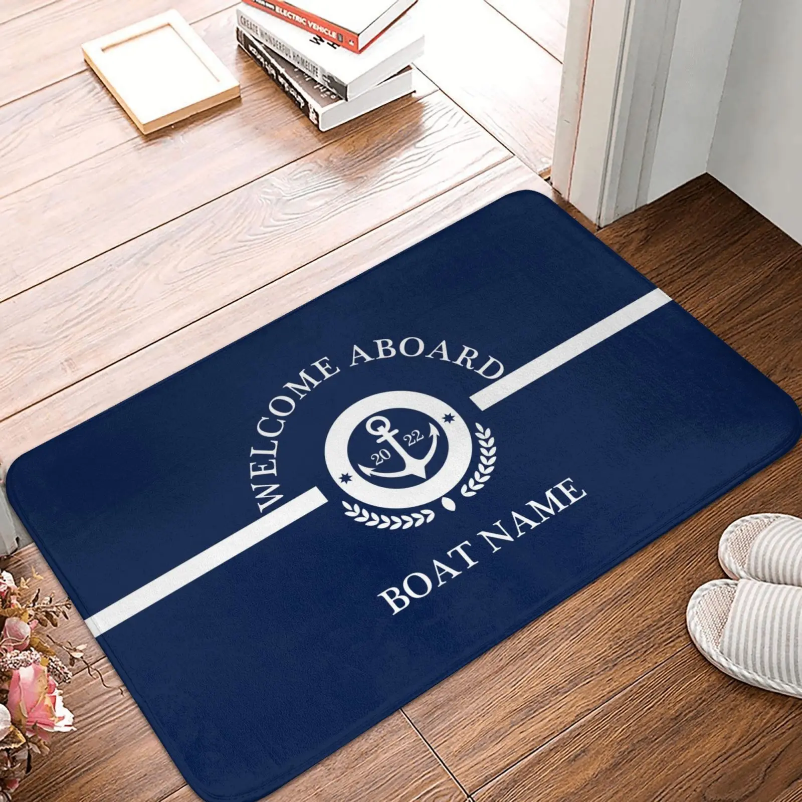 Floor Mat Bathroom and Kitchen Nautical Series Dark Blue Can Be Customized