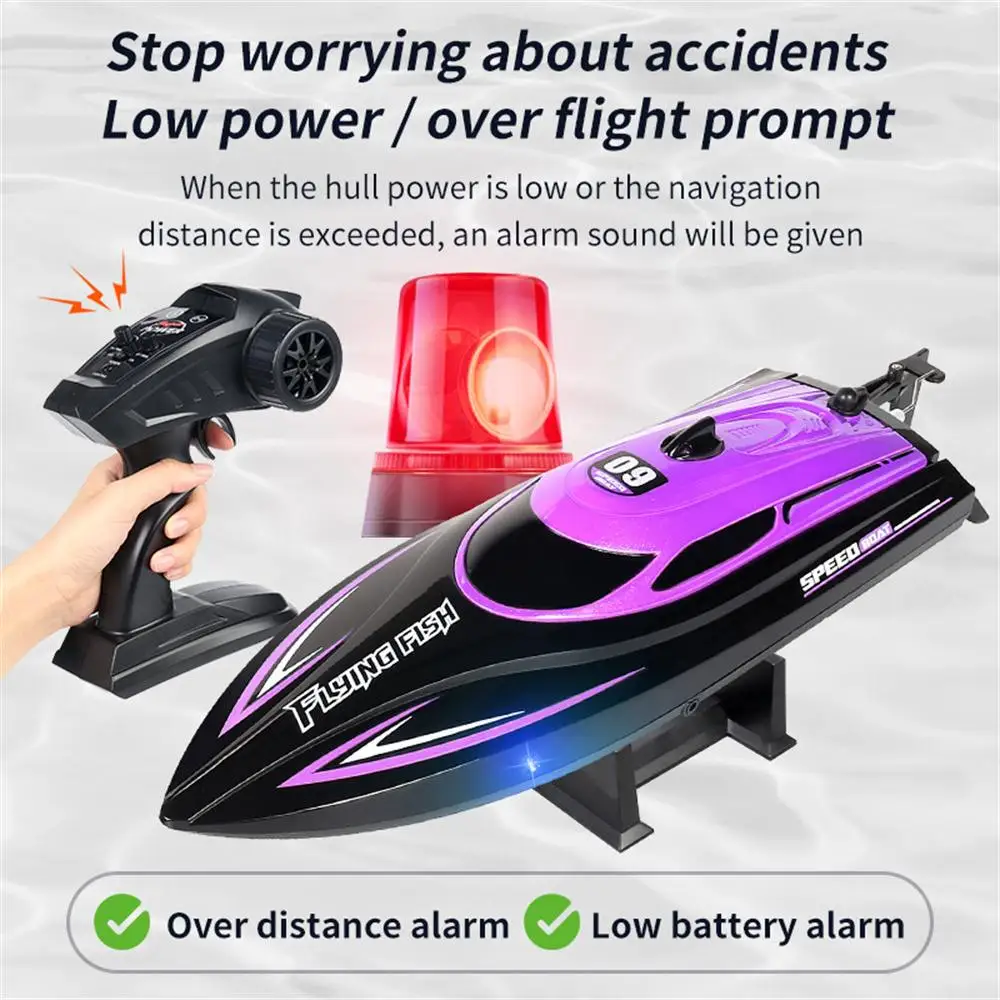 2.4G 4CH RC Boat Waterproof 25km/H High Speed Electric Racing Speedboat with LED Light Outdoor Lakes Pools Toys for Boys Kids remote control boat