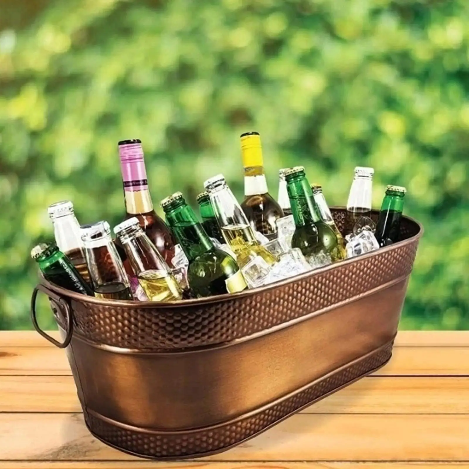Galvanized Ice Bucket Multifunctional Ice Cube Cool for Hotel BBQ Beach