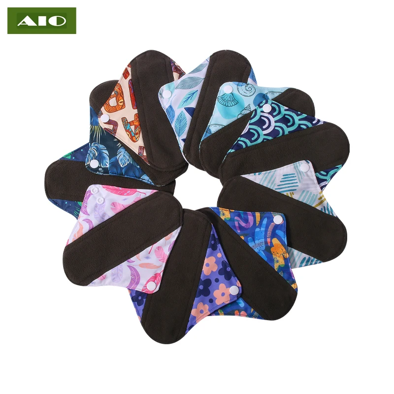 

[AIO] S/M/L Reusable Sanitary Napkin With Bamboo Charcoal Inner Cloth Breathable Menstrual Gasket Washable Hygiene Pad for Women