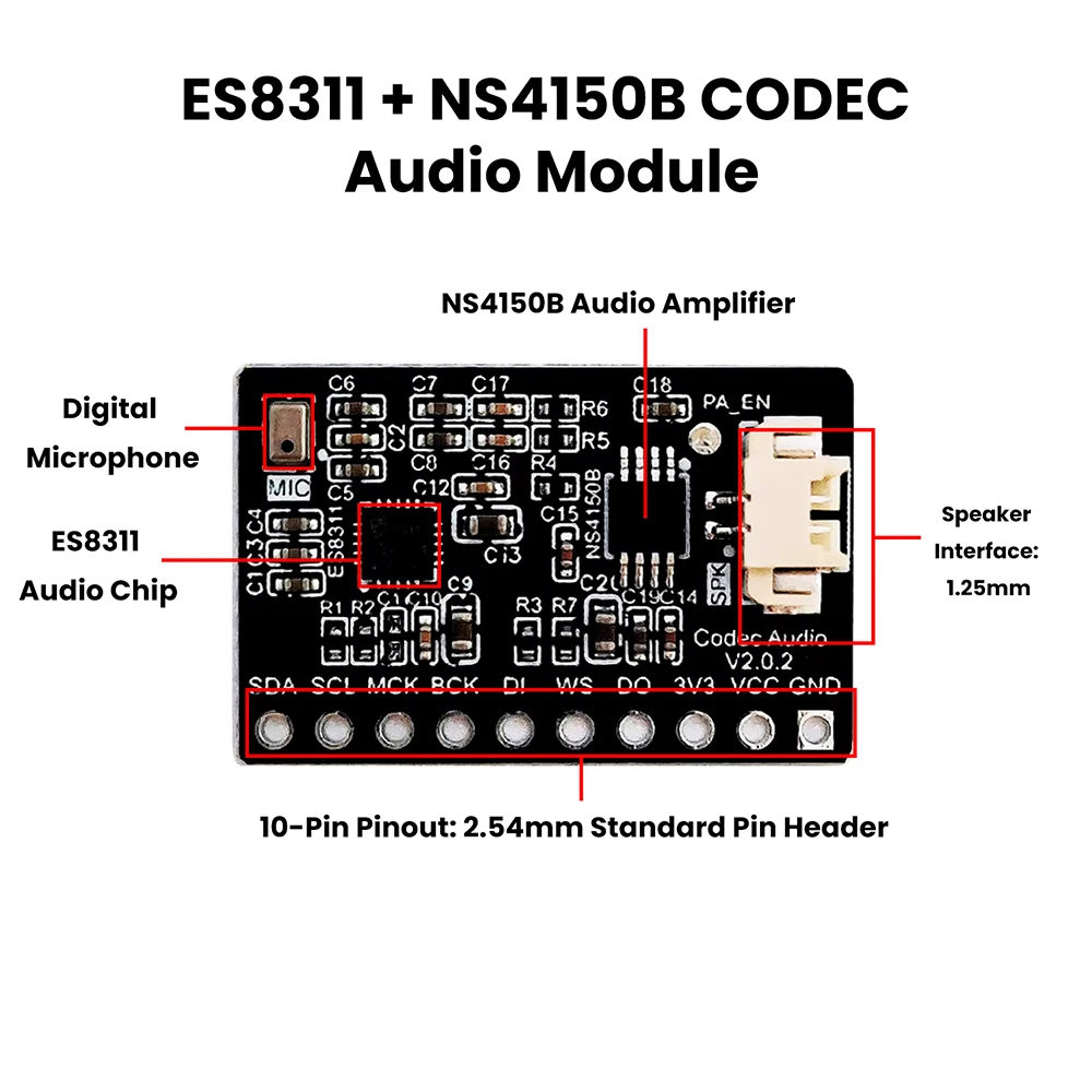 Enhanced Audio Codec Amplifier Module with Digital Mic and Speaker Compatibility