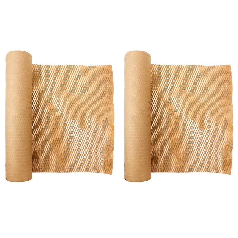 

2 Roll Recycled Packing Paper 12Inch X 33FT Eco Honeycomb Paper For Moving Packaging Wrap Recyclable Cushion Material
