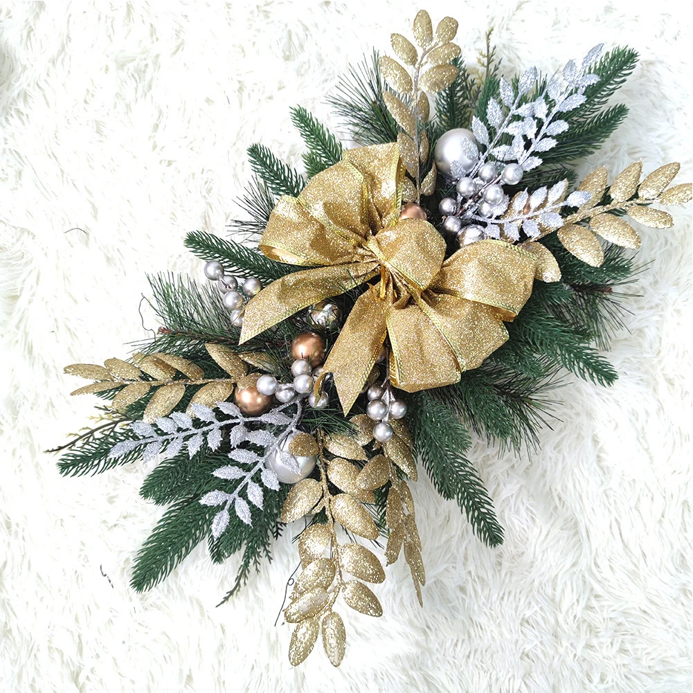 Holiday wreath hanging on wall