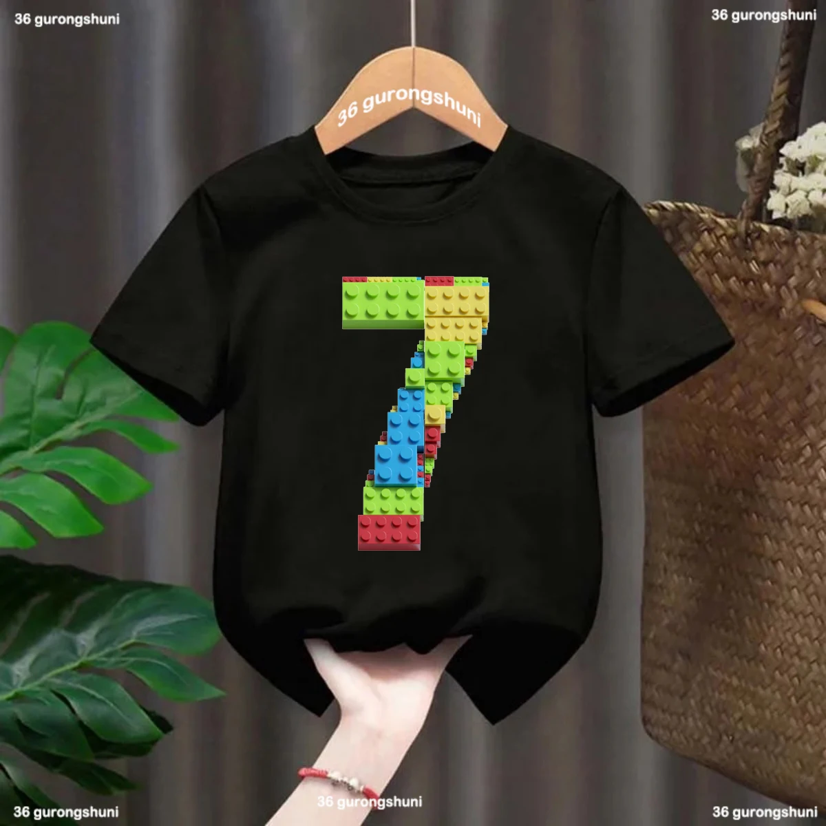 Funny T-Shirt For Boys Building Blocks Birthday Digital Print Tshirt