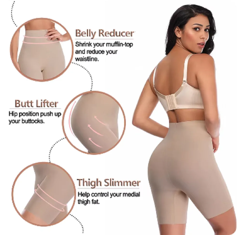 Anti Chafing Slip Shorts Women High Waist Safety Boyshorts Invisible Under Dress Seamless Underwear Cool Smooth Control Panties