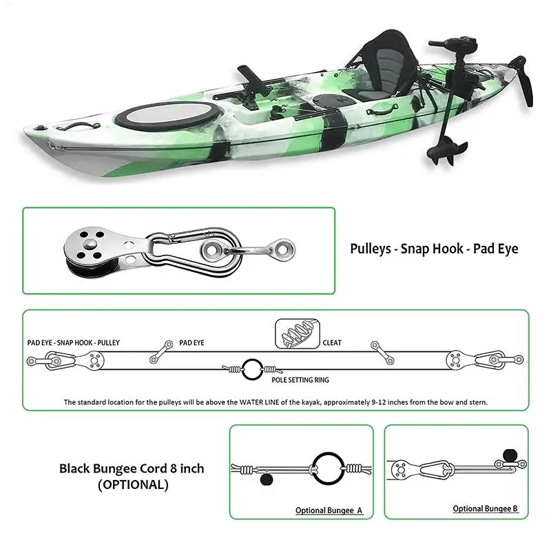 Universal Kayak and Canoe Anchor Trolley Kit with Hardware Accessories