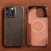 for Magsafe Case for iPhone 16 15 Pro Max 16Pro Retro Luxury Full Grain Cowhide Genuine Oiled PULL-UP Leather Magnetic Cover 4