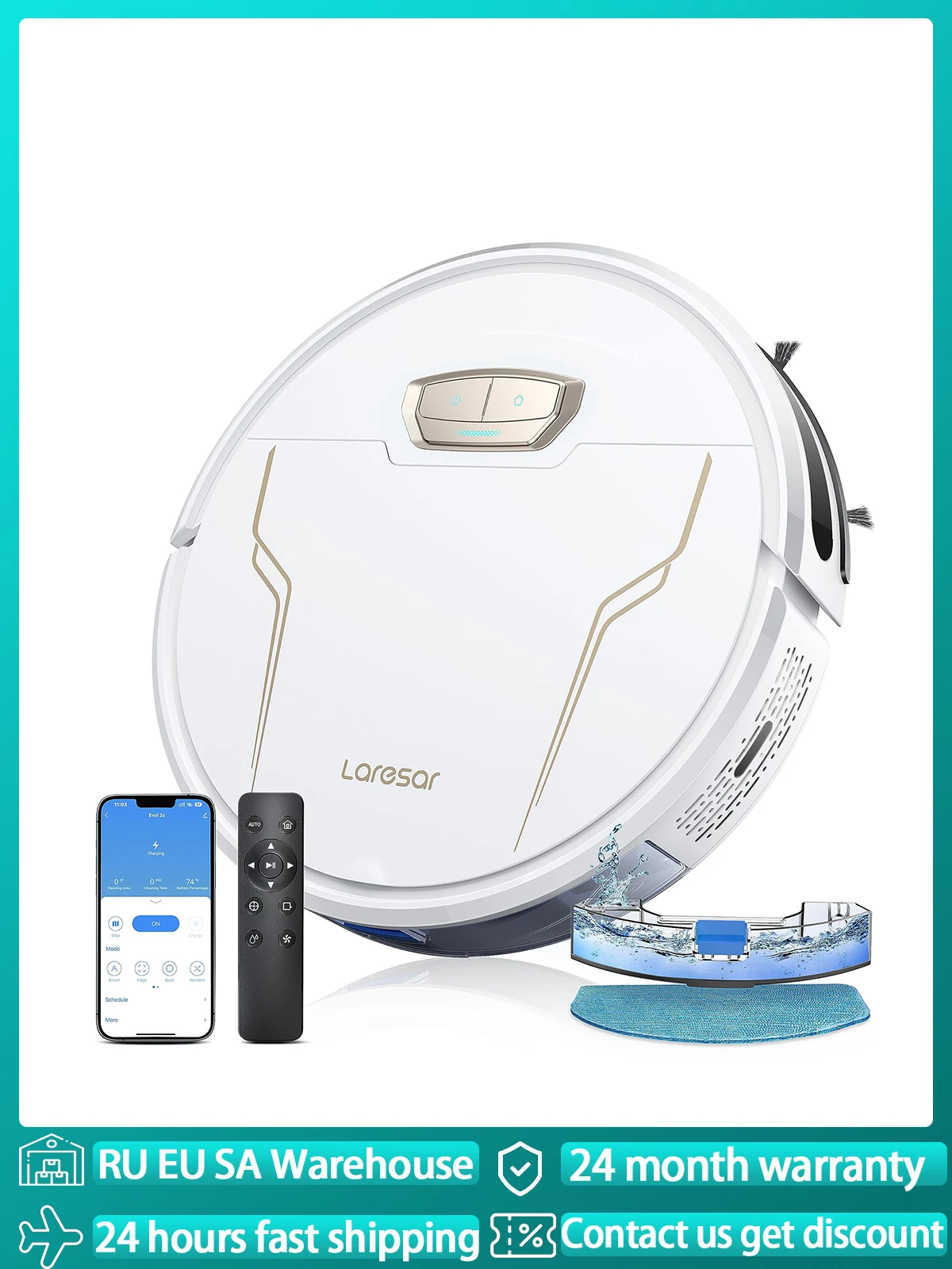 Lavesar Robot Aspirapolvere Evol 3S Robot Aspirapolvere E Mop Combo 5000Pa Aspirazione 150 Minuti Robot Intelligente Elettrodomestico Intelligente