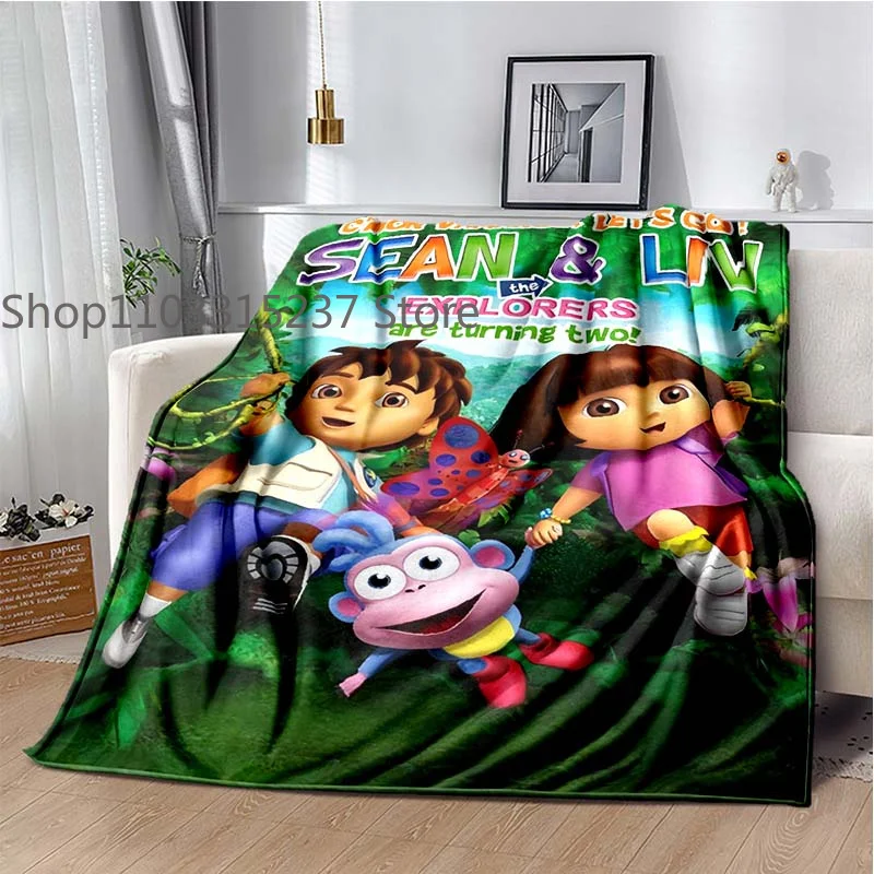 Фото D-Dora the Explorer логотип мультфильм печать одеяло Decke кровать офис автомобиль коленный плед одеяла, музыкальный подарок №5