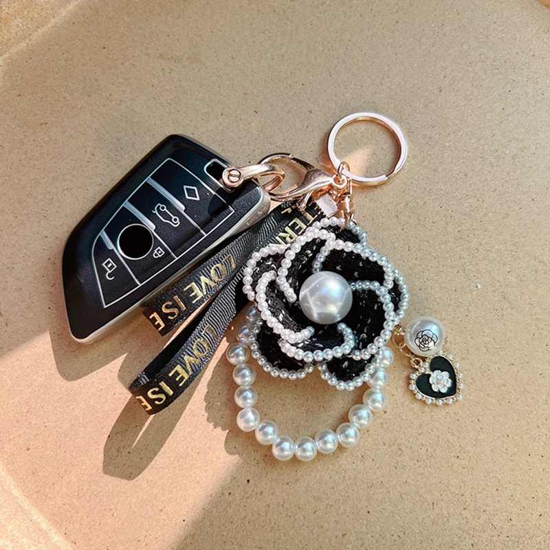 ◆VINTAGE HOLLYWOOD◆ Bloomy Pearl Keyring VH2435KE002M Keychain, Alloy Perfume Bottle Pearl Key Ring for Women Girl