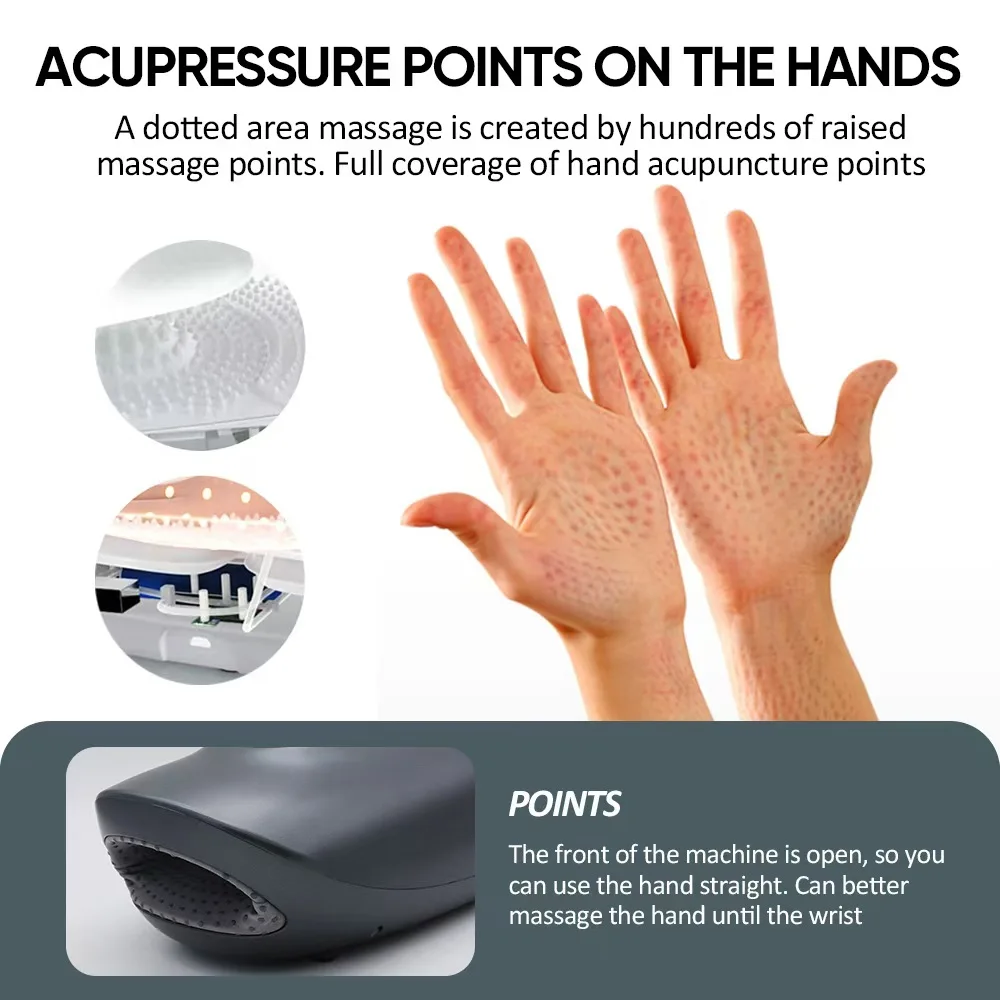 Smart Electric Hand Massage Device Air Compression Heated Palm Finger Massager Spa Relax Pain Relief