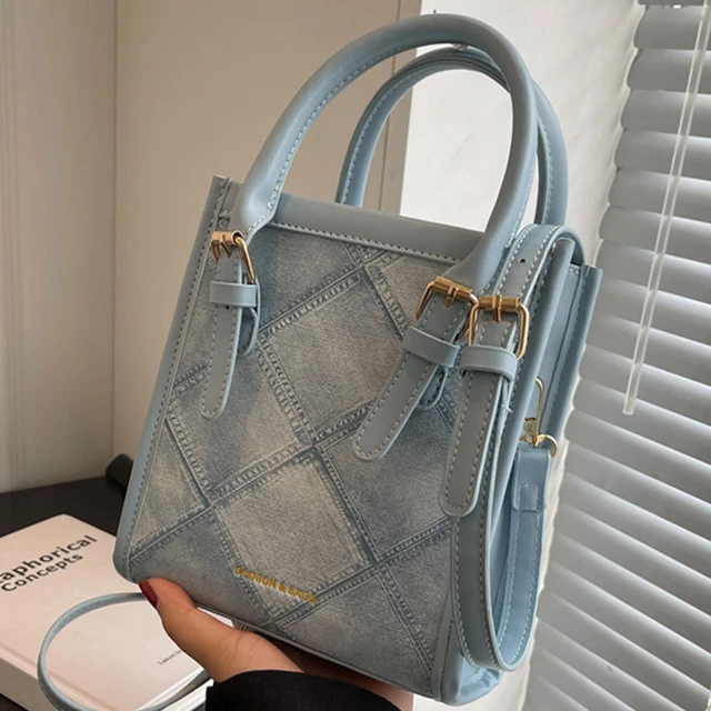 Luxury Designer Plaid Quilted Denim Women's Handbag Korean