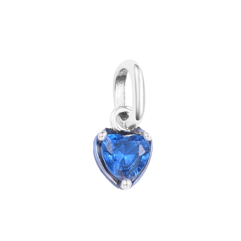 

ME Blue Heart CZ Medallion Charm 3.5mm Wedding Anniversary Mother Kids 100% Real Silver S925 Sterling Beads For Jewelry Making