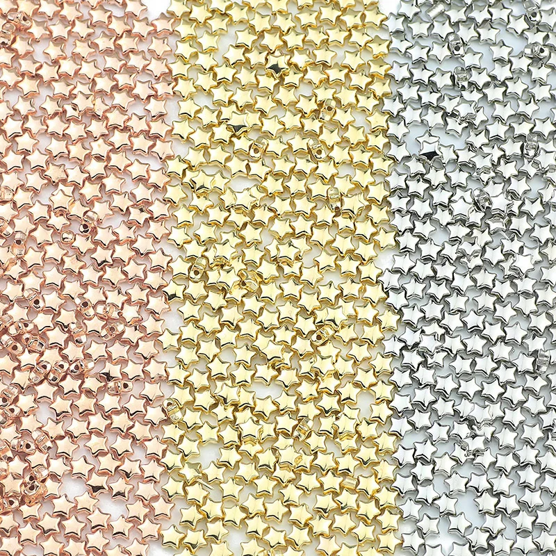 6mm 100~400pcs Star Shape CCB Beaded Gold Silver Plated Loose Beads Jewelry Making DIY Necklace Bracelets Accessories