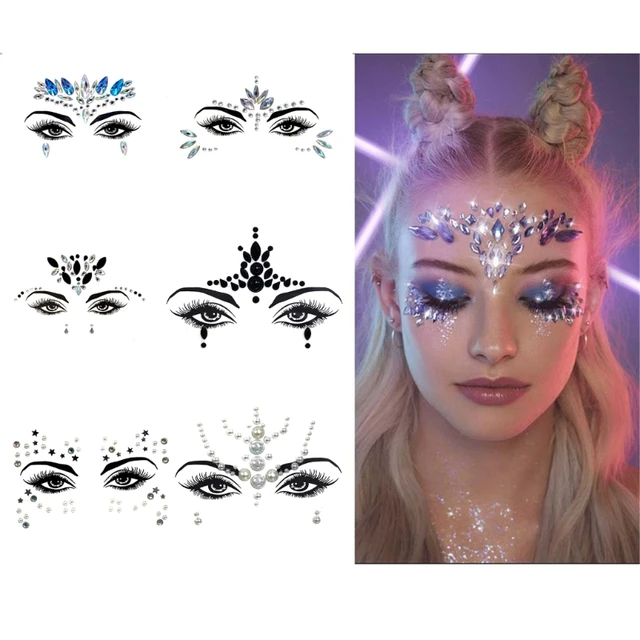 Face Gems Face Rhinestones Mermaid Jewels Rave Eyes Livehouse Music  Festival Rainbow Tears (Rainbow Style) Prom