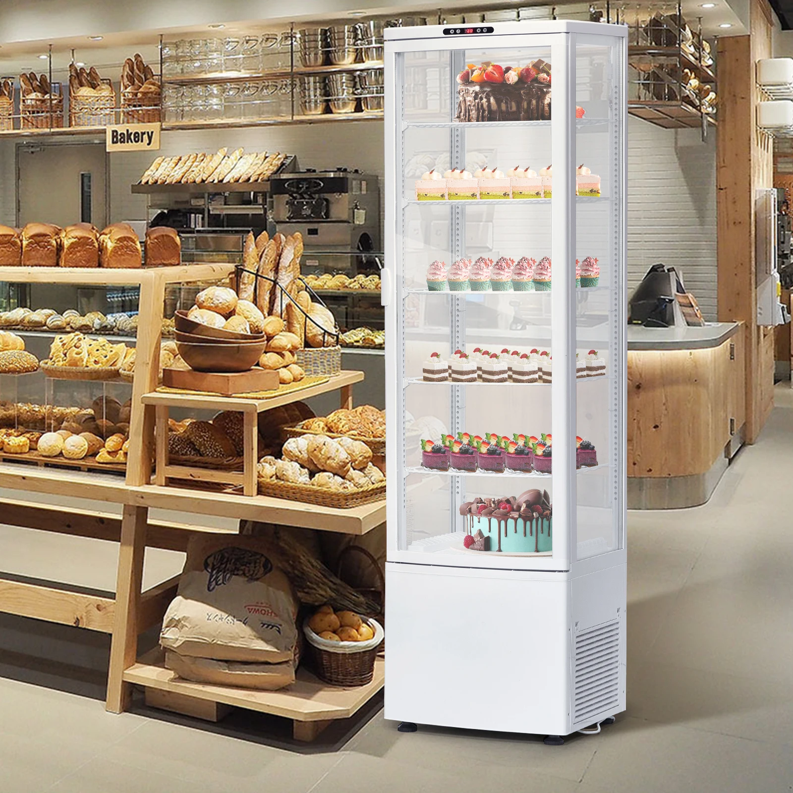 9.8 Cu.Ft Commercial Refrigerator Display Case, Single-Door Pastry Display Case With Interior Led Lighting, Double-Layered 6